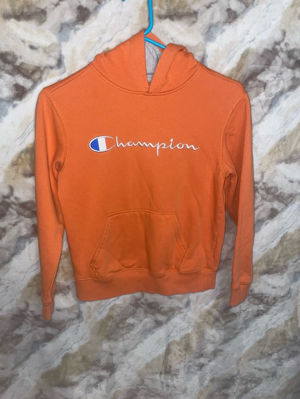 Champion Orange HoodieYouth Medium with Script Logo